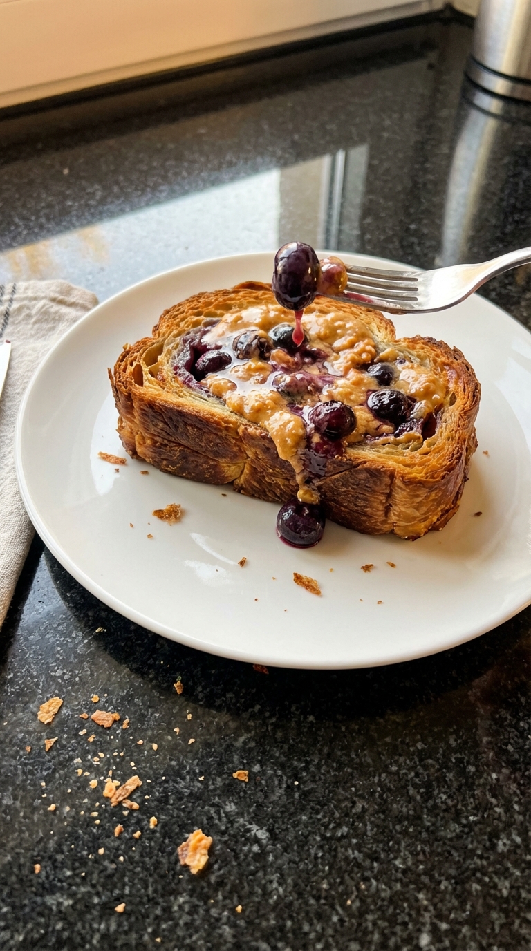 Erdnussbutter Heidelbeer Croissant Toast​