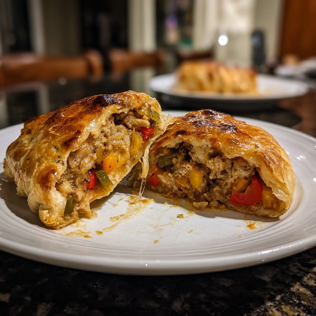 Gehackter Pute und Paprika Strudel