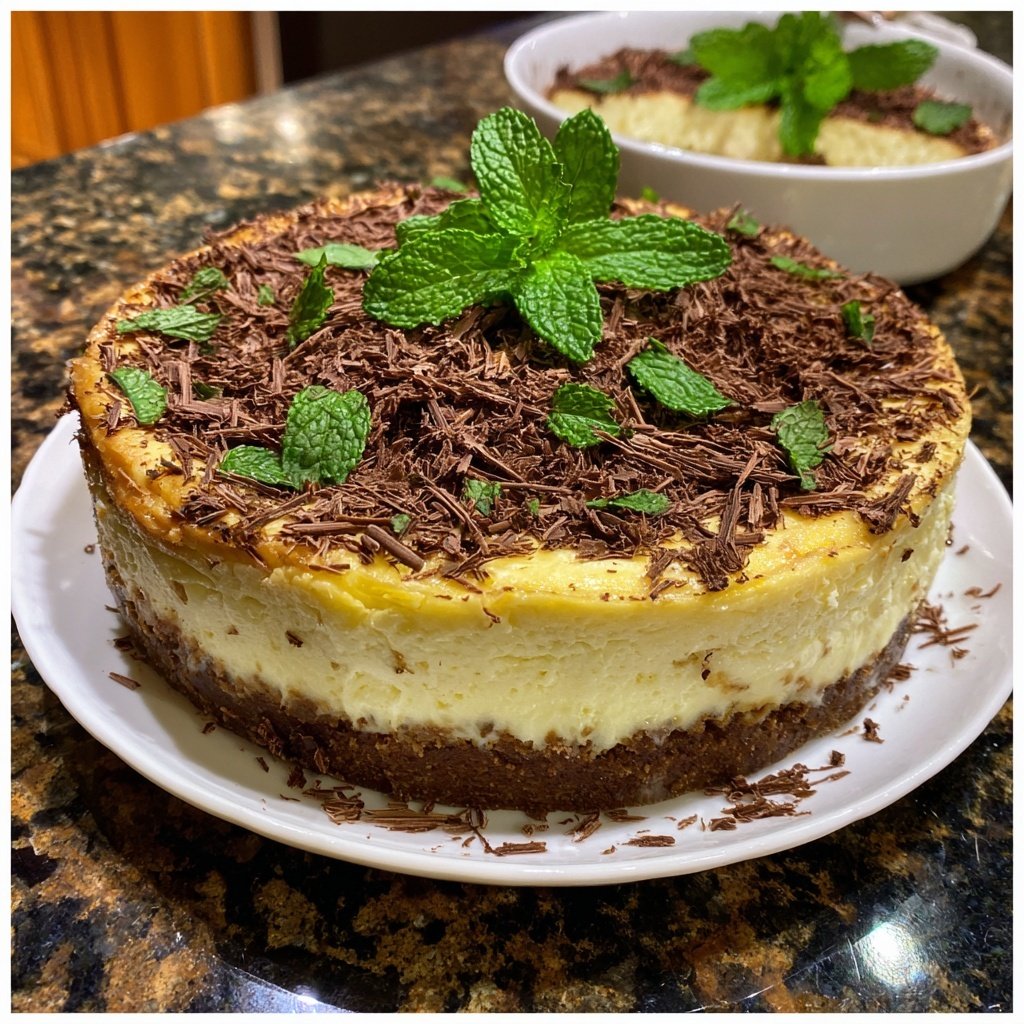 Pfefferminz Käsekuchen mit Schokolade Kruste