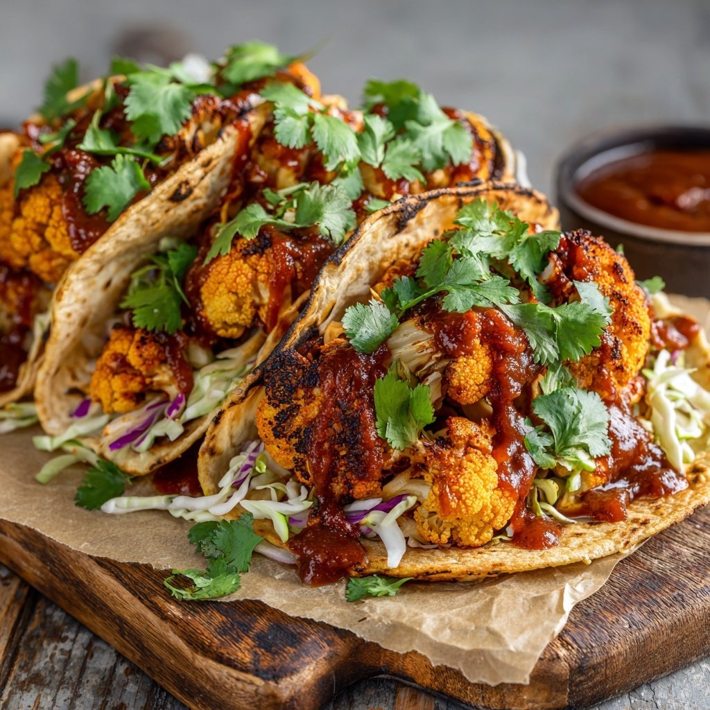 Pikante BBQ Blumenkohl Tacos