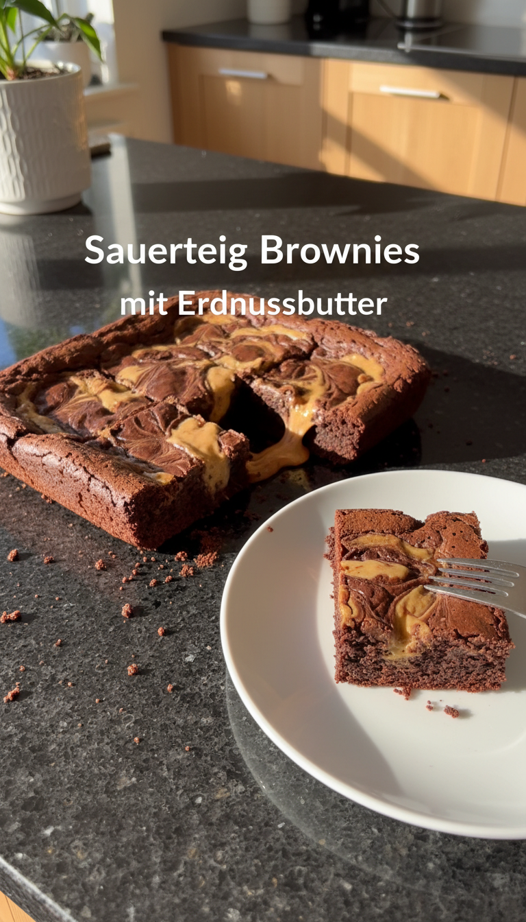 Sauerteig Brownies mit Erdnussbutter​