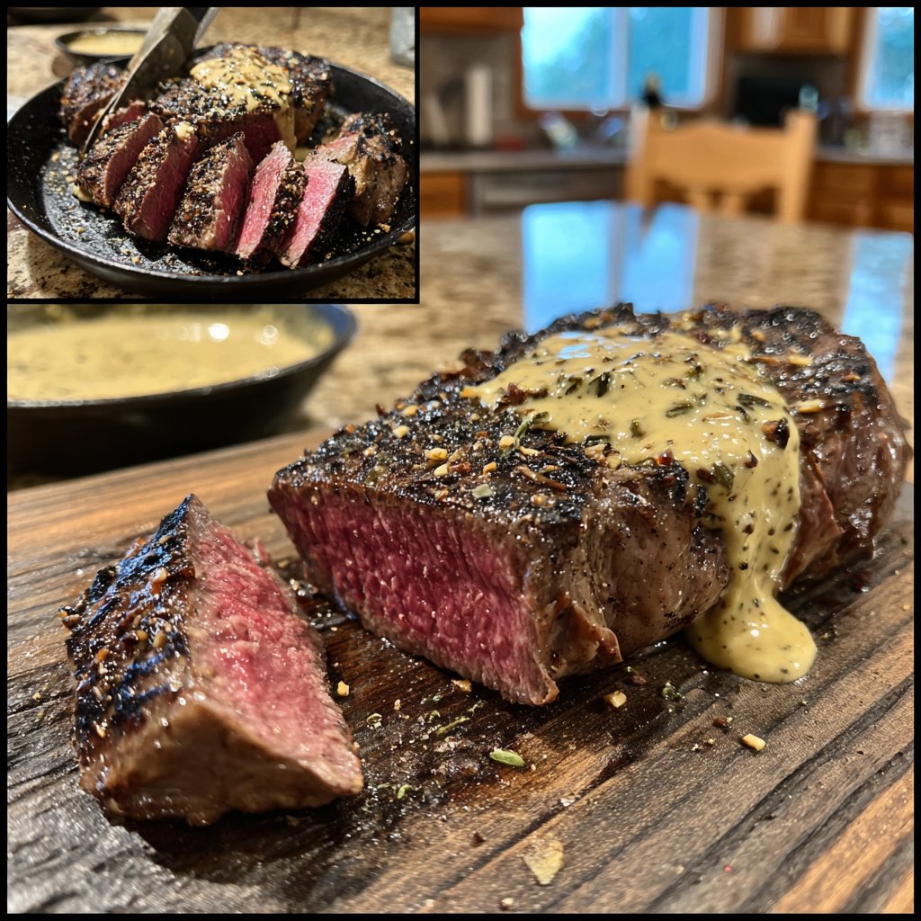 Steak mit Bourbon Knoblauch Creme