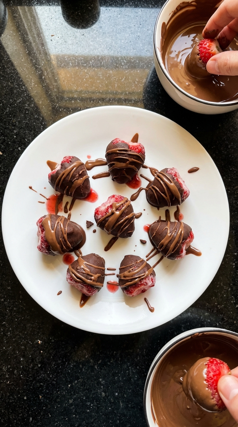 Schokoüberzogene Erdbeer Frozen Häppchen​