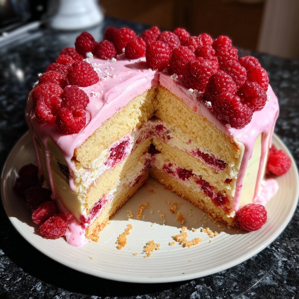 Einfache Himbeer-Vanille Torte