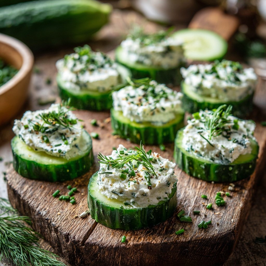Kräuter-Gurkenrunden mit Frischkäse