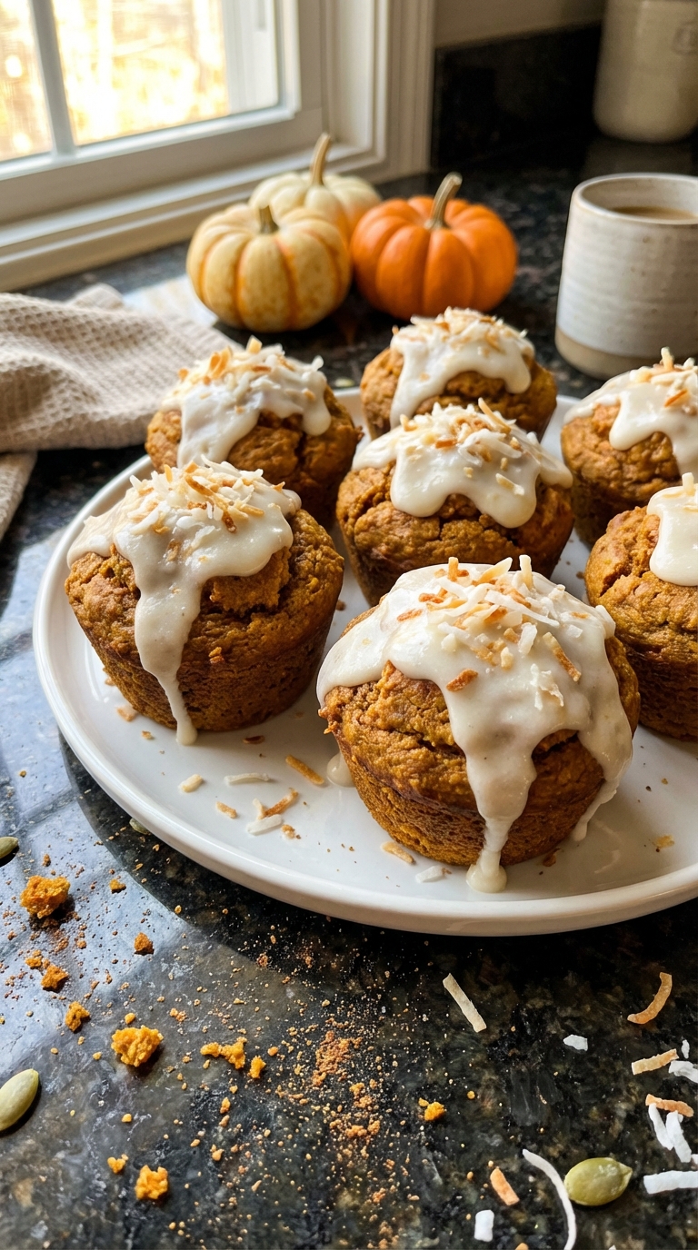 Kürbis Muffins mit Kokosnuss Topping