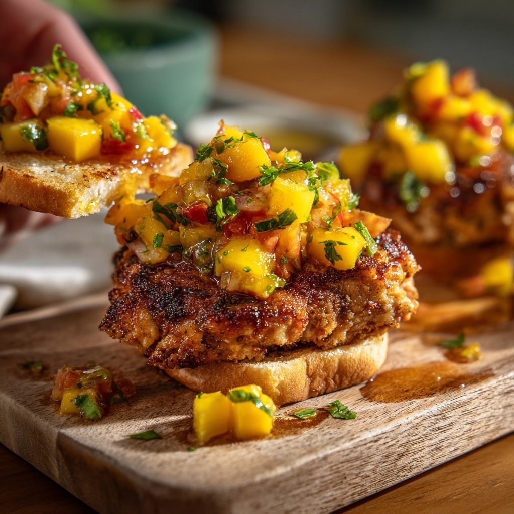 Hähnchen Sliders mit Mango Salsa