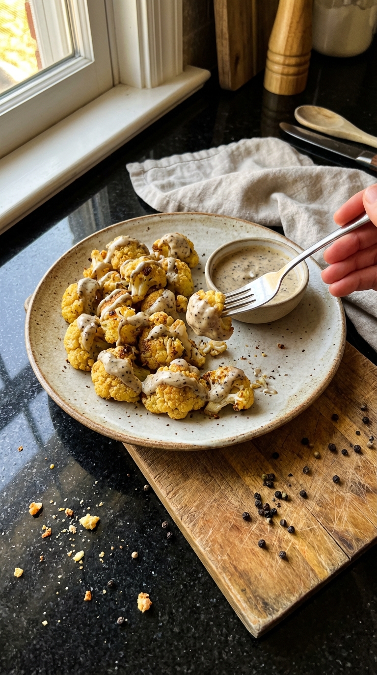 Schwarzer Pfeffer Aioli Blumenkohl