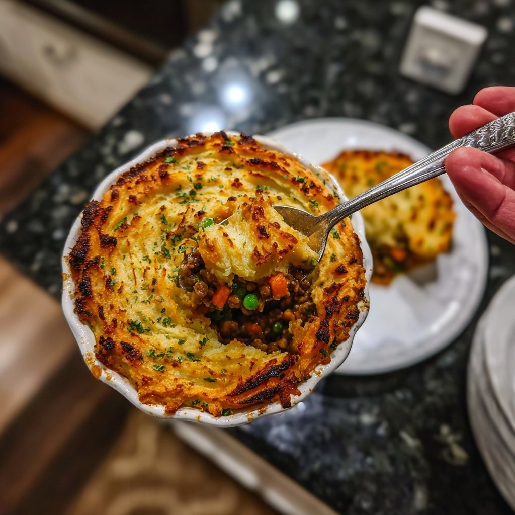 Veganes Shepherd's Pie mit Süßkartoffeln